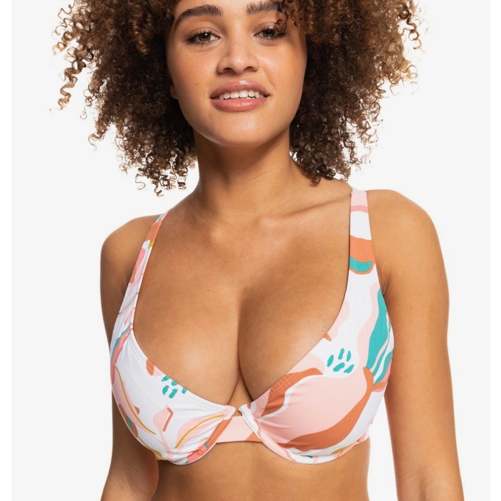 Roxy Beach Classics Bikini Top Size Small White Paradise Underwire D Cup